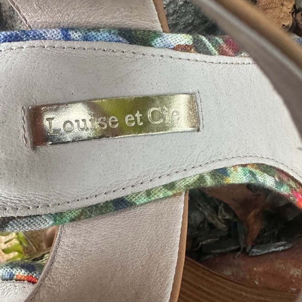 Louise et Cie Floral Wedge Heels | Gold Heel Leather Ankle Strap Sandals Size 6 - Picture 8 of 10